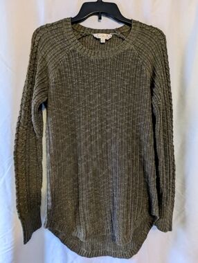 Pink Republic Olive Green Cable Lightweight Sleeve Knit Sweater Sz.L